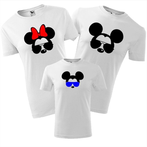 zestaw koszulek dziecięca, damska i męska - myszka mama, myszka tata, myszka syn