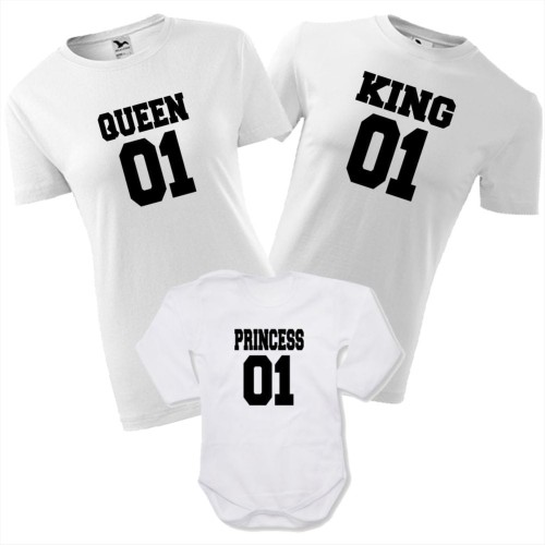 zestaw body niemowlęce, koszulka damska i męska - queen 01, king 01, princess 01