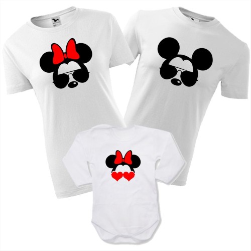 zestaw body niemowlęce, koszulka damska i męska - myszka mama, myszka tata, myszka córka