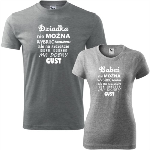 zestaw koszulek damska i męska - babcia dziadek dobry gust