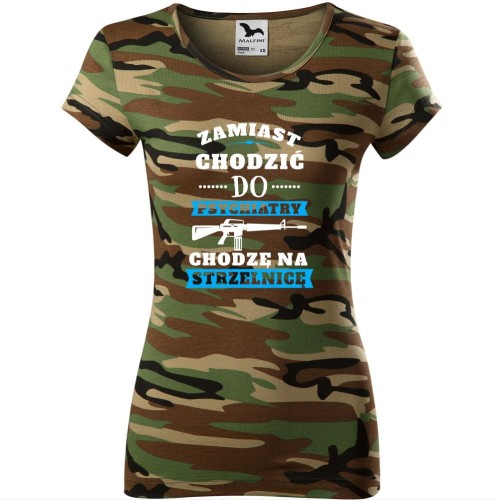 moro koszulka damska - zamiast chodzić do psychiatry chodzę na strzelnicę