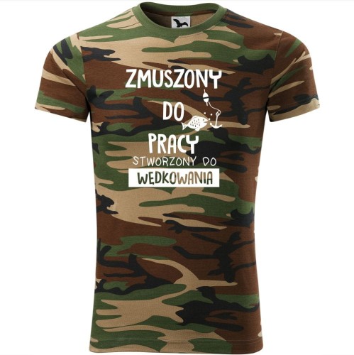 moro koszulka unisex - zmuszony do pracy stworzony do wędkowania