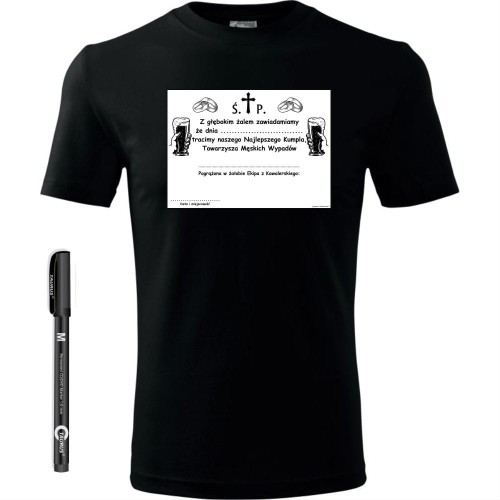 Męska koszulka - klepsydra wieczóru kawalerskiego + pisak do ręcznego wypisania prezent, pamiątka na wieczór kawalerski dla pana młodego