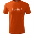 pomarańczowa bawełniana męska koszulka - linia życia rower - dla rowerzysty prezent t-shirt.