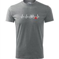 szara bawełniana męska koszulka - linia życia rower - dla rowerzysty prezent t-shirt.