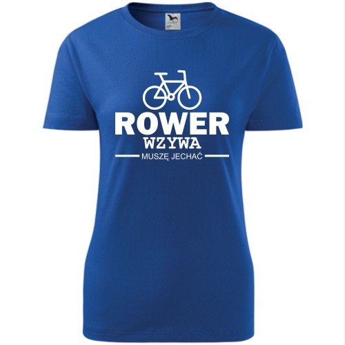 damska koszulka taliowana - rower wzywa muszę jechać