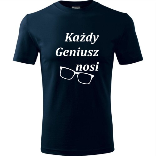 męska koszulka - każdy geniusz nosi okulary