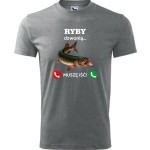 męska koszulka - ryby dzwonią. muszę iść! t-shirt dla wędkarza na prezent