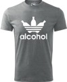 szara Męska koszulka - Alcohol, śmieszna i wyjątkowa. T-shirt jak znane logo ADIDAS. Dostępne wszystkie rozmiary S, M, L, XL, XXL, XXXL, XXXXL. Zapraszamy do zakupu.