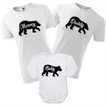 zestaw body niemowlęce, koszulka damska i męska - mama miś, tata miś, mały miś dziecko