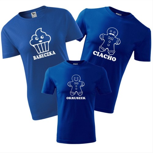zestaw koszulek dziecięca, damska i męska - babeczka, ciacho, okruszek