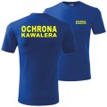 Niebieska męska koszulka - ochrona kawalera, na wieczór kawalerski dla całej ekipy. Dostępne wszystkie rozmiary S, M, L, XL, XXL, XXXL, XXXXL. Zapraszamy do zakupu.