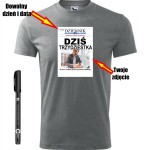męska koszulka - dziś trzydziestka + dzień + data + twoje zdjęcie + miejsce na podpisy + pisak do ręcznego wypisania prezentu, pamiątka na urodziny