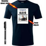 męska koszulka - dziś pięćdziestiątka + dzień + data + twoje zdjęcie + miejsce na podpisy + pisak do ręcznego wypisania prezentu, pamiątka na urodziny