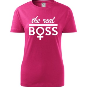 damska koszulka taliowana - the real boss