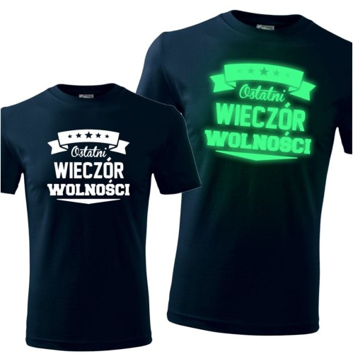 męska koszulka z nadrukiem świecącym w ciemności - ostatni wieczór wolności wieczór kawalerski prezent