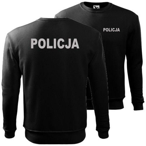 męska bluza klasyczna z odblaskowym nadrukiem - policja 01