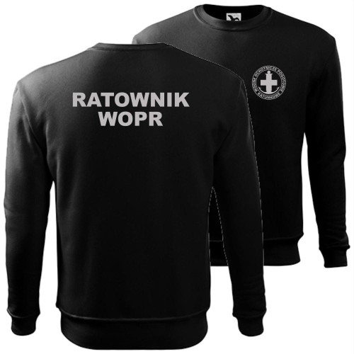 męska bluza klasyczna z odblaskowym nadrukiem - ratownik wopr wodne ochotnicze pogotowie ratunkowe