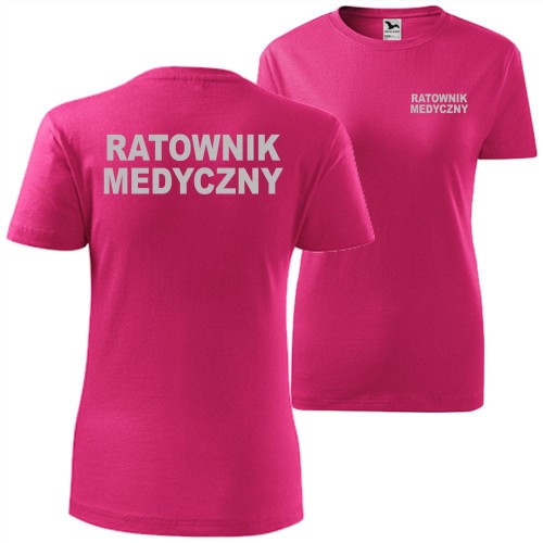 damska koszulka z odblaskowym nadrukiem - ratownik medyczny