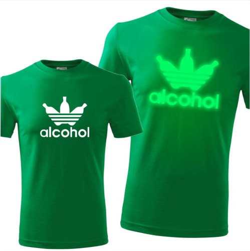 męska koszulka z nadrukiem świecącym w ciemności - alcohol