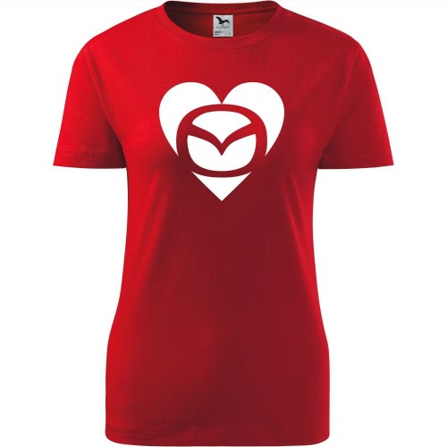 damska koszulka taliowana - mazda love serce t-shirt motoryzacyjny dla fana samochodów