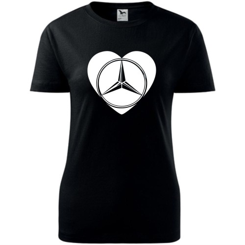 damska koszulka taliowana - mercedes  love serce t-shirt motoryzacyjny dla fana samochodów