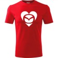 Czerwona męska koszulka - mazda love serce t-shirt motoryzacyjny dla fana samochodów.