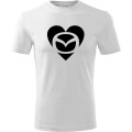 Biała męska koszulka - mazda love serce t-shirt motoryzacyjny dla fana samochodów.
