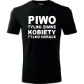 czarna Męska koszulka - Piwo tylko zimne kobiety tylko gorące.