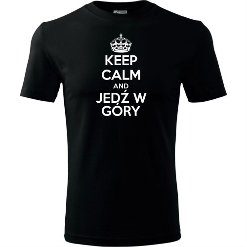 Męska koszulka Turystyczna - Keel calm and jedź w góry