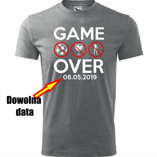 Męska koszulka - Game over + dowolna data