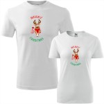 zestaw koszulek damska i męska - renifer - merry christmas