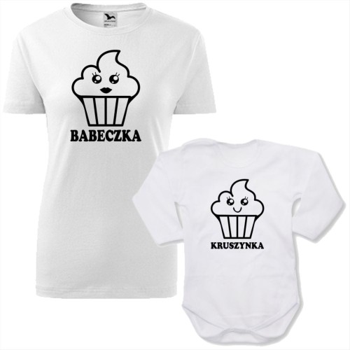 zestaw body niemowlęce + damska koszulka taliowana - babeczka i kruszynka