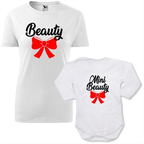 zestaw body niemowlęce + damska koszulka taliowana - beauty i mini beauty