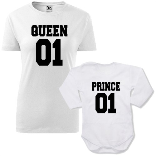 zestaw body niemowlęce + damska koszulka taliowana - queen 01 i prince 01
