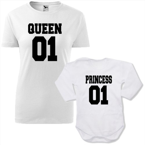 zestaw body niemowlęce + damska koszulka taliowana - queen 01 i princess 01