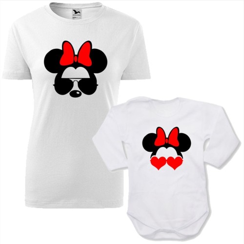 zestaw body niemowlęce + damska koszulka taliowana - myszka mama i myszka córka