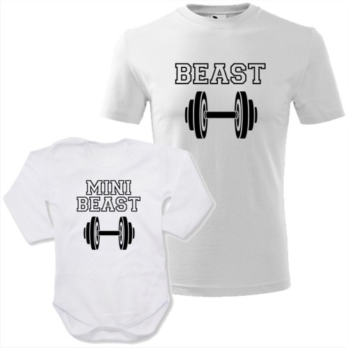 zestaw body niemowlęce + męska koszulka - beast i mini beast