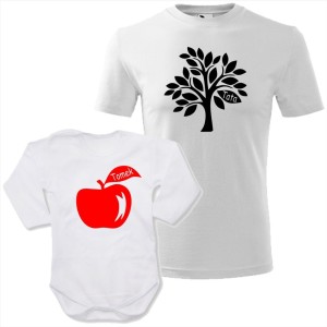 zestaw body niemowlęce + męska koszulka - drzewo tata i jabłko + twoje imię (dla syna)