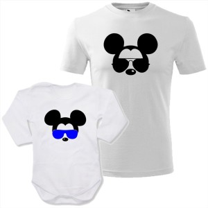 zestaw body niemowlęce + męska koszulka - myszka tata i myszka syn