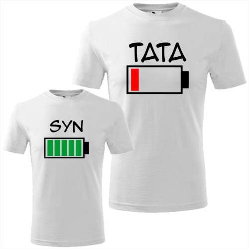 zestaw koszulek męska i dziecięca - bateria tata i bateria syn