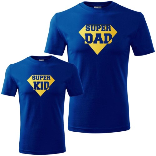 zestaw koszulek męska i dziecięca - super dad i super kid