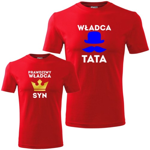 zestaw koszulek męska i dziecięca - władca tata i prawdziwa władczyni syn