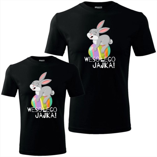 zestaw koszulek męska i dziecięca - wesołego jajka 01, koszulka z zajączkiem, prezent na Wielkanoc