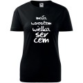 czarna Damska koszulka - Mała wzrostem wielka sercem.