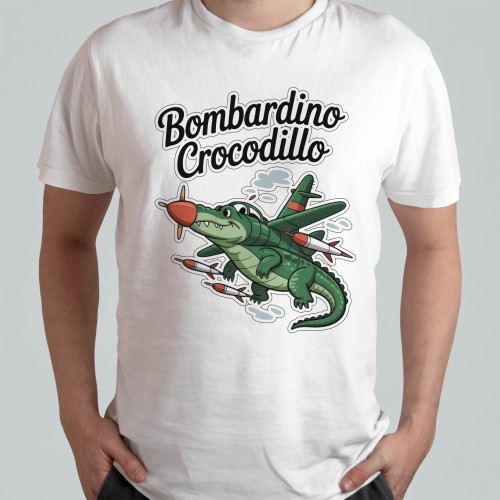 męska koszulka - Bombardino croccodrillo, popularny Bombardino krokodyl coccodrillo Italian Brainrot memy TIK TOK
