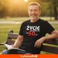 Męska koszulka - życie zaczyna się po 50, t-shirt na prezent.