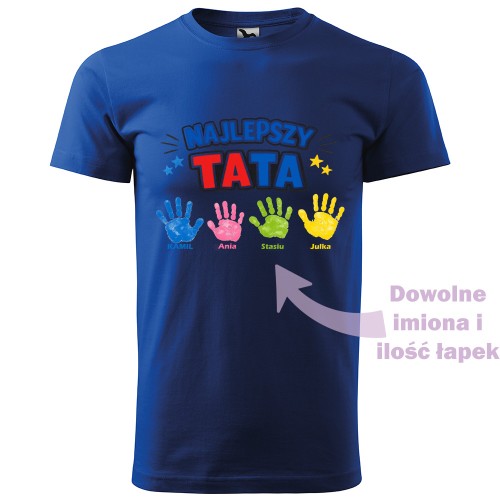 męska koszulka - najlepszy tata i rączki dzieci + dowolne imiona 