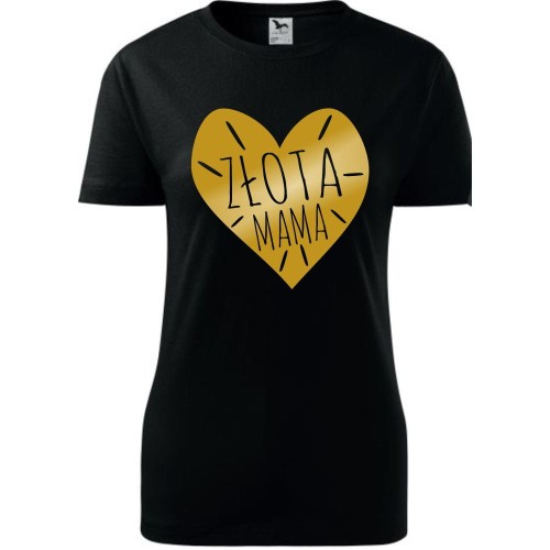 Damska koszulka taliowana - złota mama