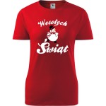 Damska koszulka taliowana - Bałwanek  Wesołych Świąt